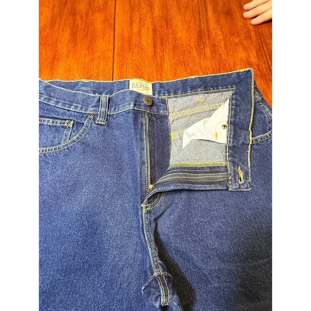Red Head Brand Co Mens 38x32 Straight‎ Leg Blue Denim Jeans Medium Wash Cotton